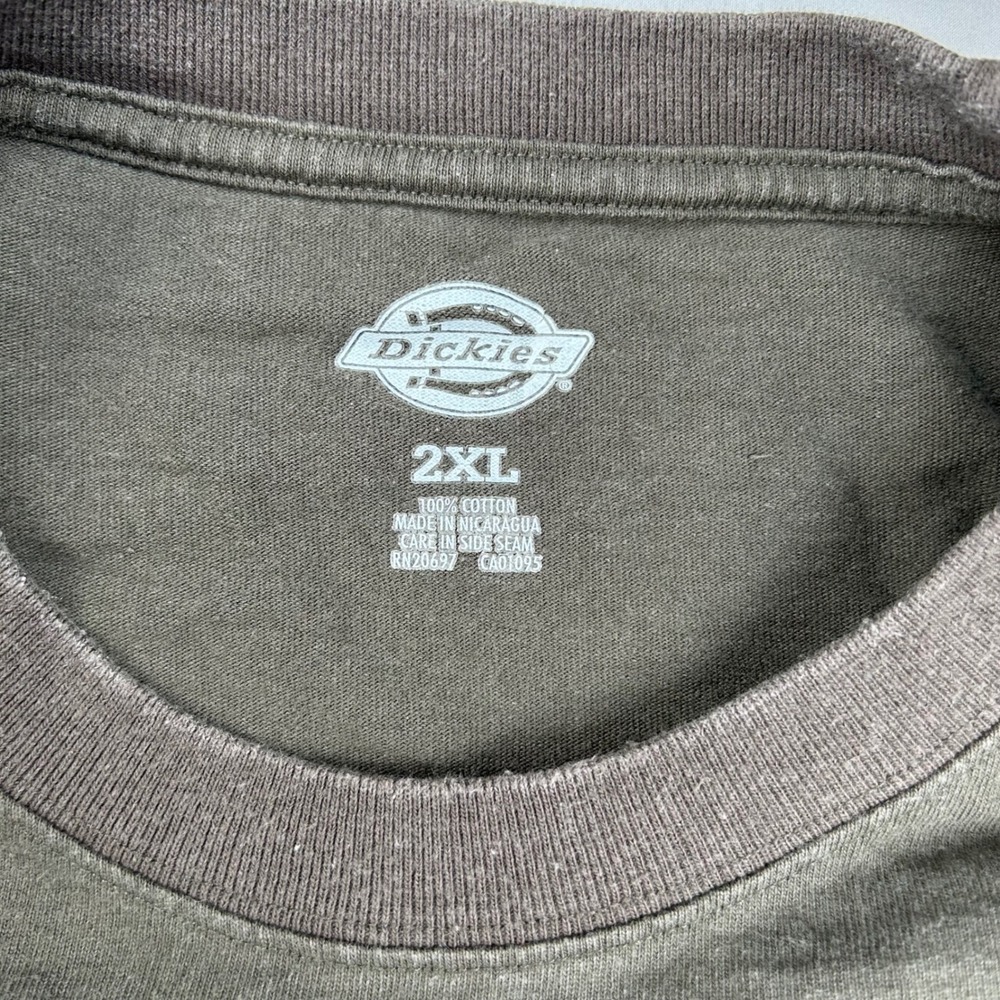 Dickies Mens 2XL Olive‎ Green Short Sleeve Pocket T-Shirt Cotton Workwear Tee - Picture 6 of 7